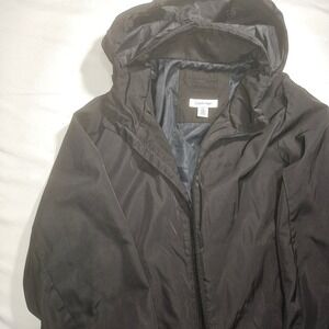 Calvin Klein Womens Black Hooded Windbreaker Jacket Full Zip Size Large L
